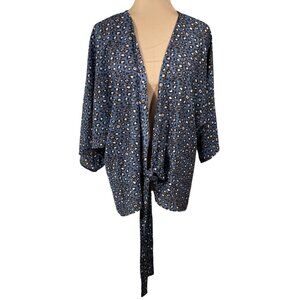 West Kei Kimono Cardigan Blue Animal Print Short Size XL Extra Large